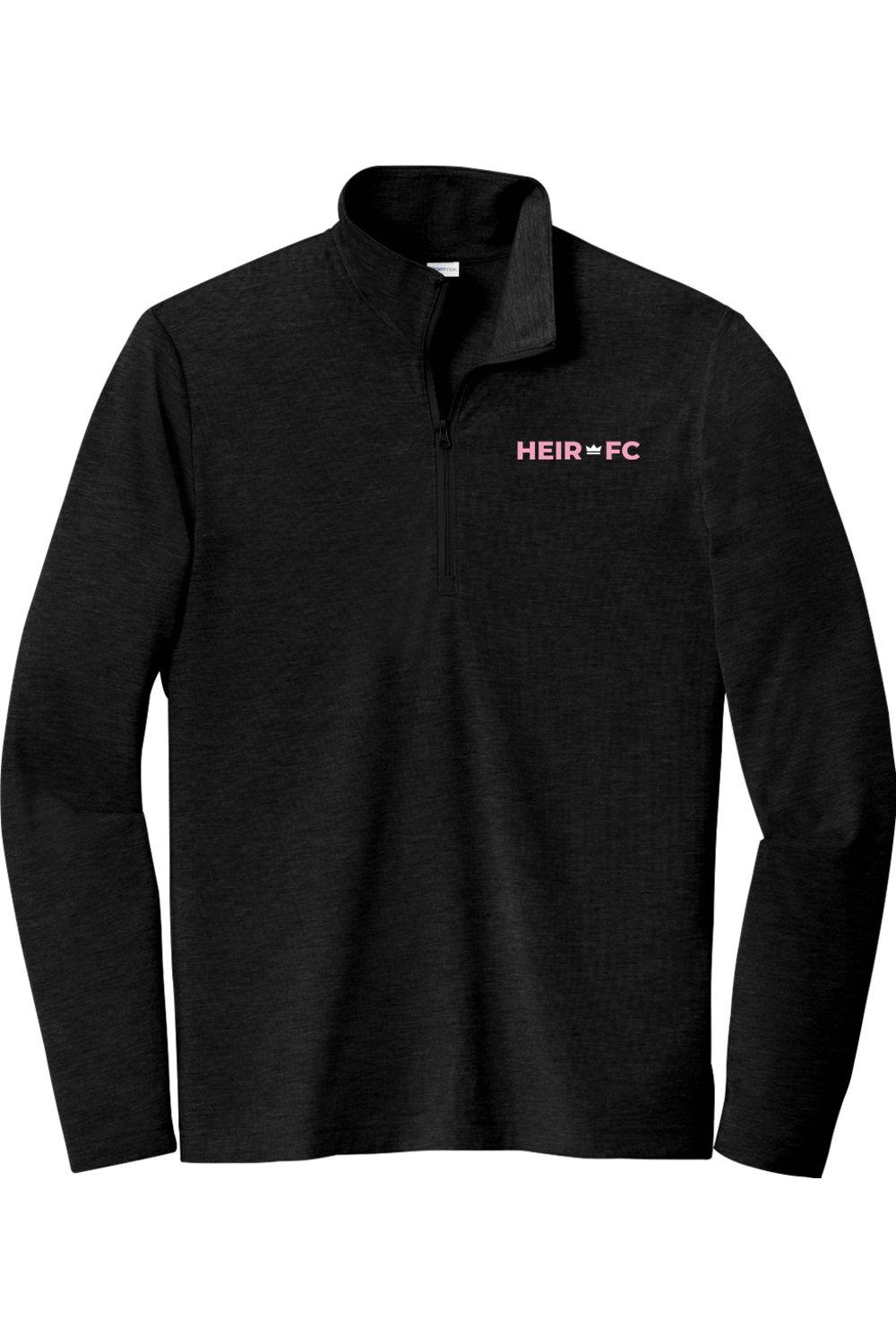 Black long-sleeve shirt with 'HEIR FC' logo on a white background