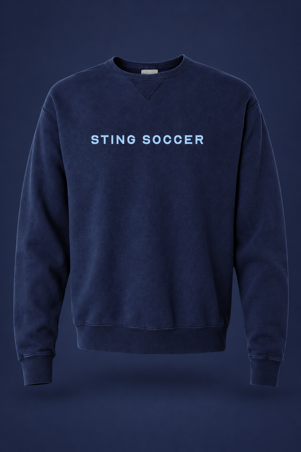 Sting Soccer CORE | ComfortWash Crewneck Sweatshirt – Navy, front view