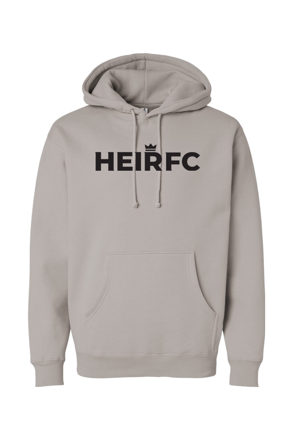 Gray hoodie with 'HEIRFC' logo on a white background