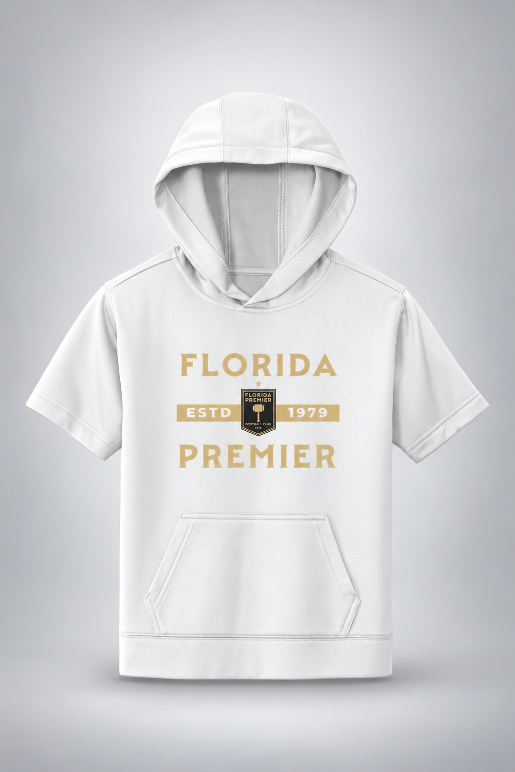 FL Premier Core | Youth SS Hooded Pullover – White, front view